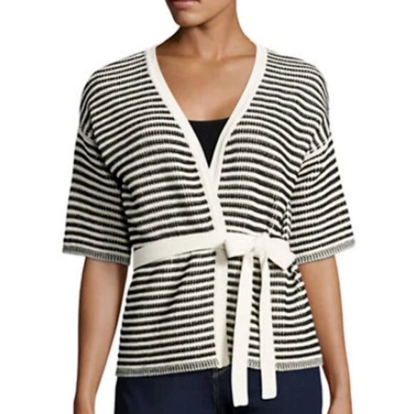 MaxMara Weekend Summer Cardigan Womens XS Stripe Cotton Linen Sweater - Picture 2 of 7